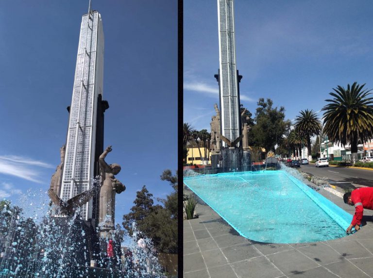 Enchulan monumento a la Bandera de Toluca