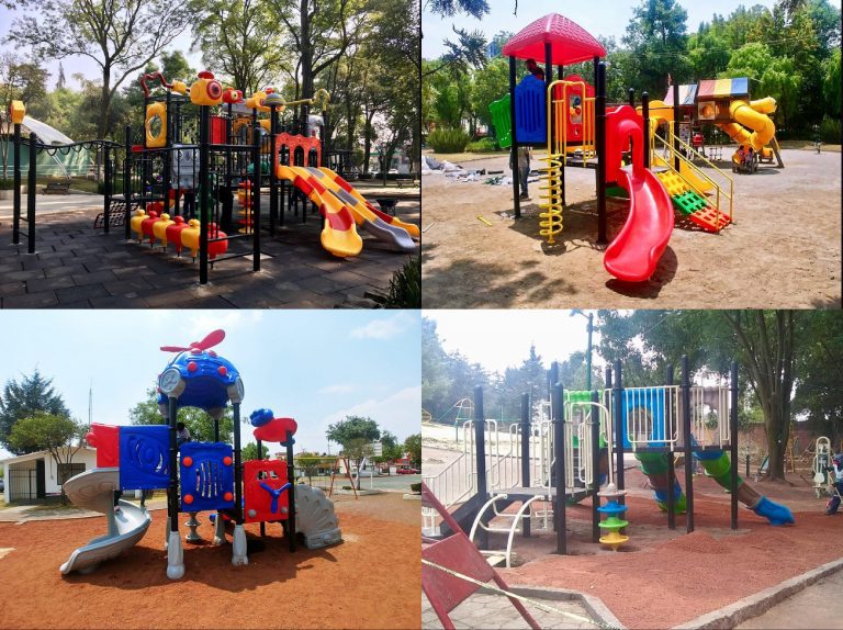 Instalan juegos infantiles en parques y jardines de Toluca