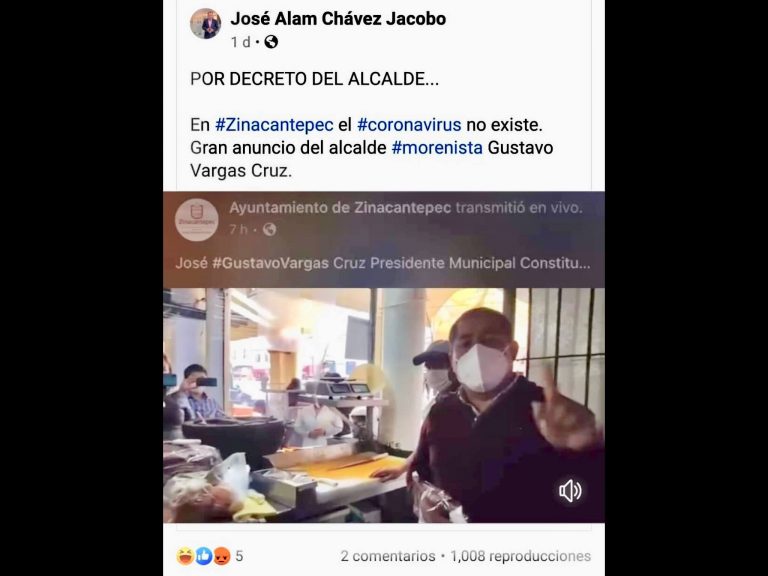 Alcalde de Zinacantepec monta en cólera ante crítica
