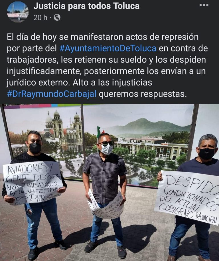 Escala conflicto por despidos en Toluca tras manifestación