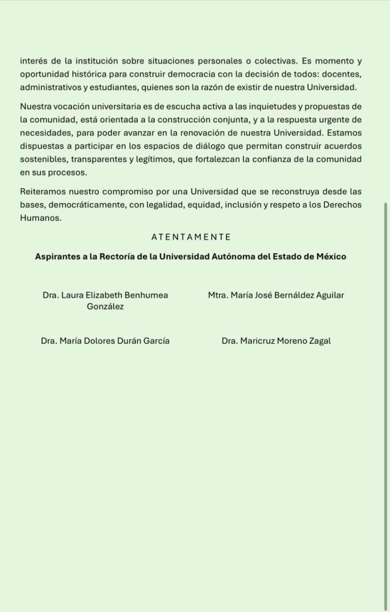 Descartan aspirantes a  la rectoría de la UAEMéx declinar su participación.