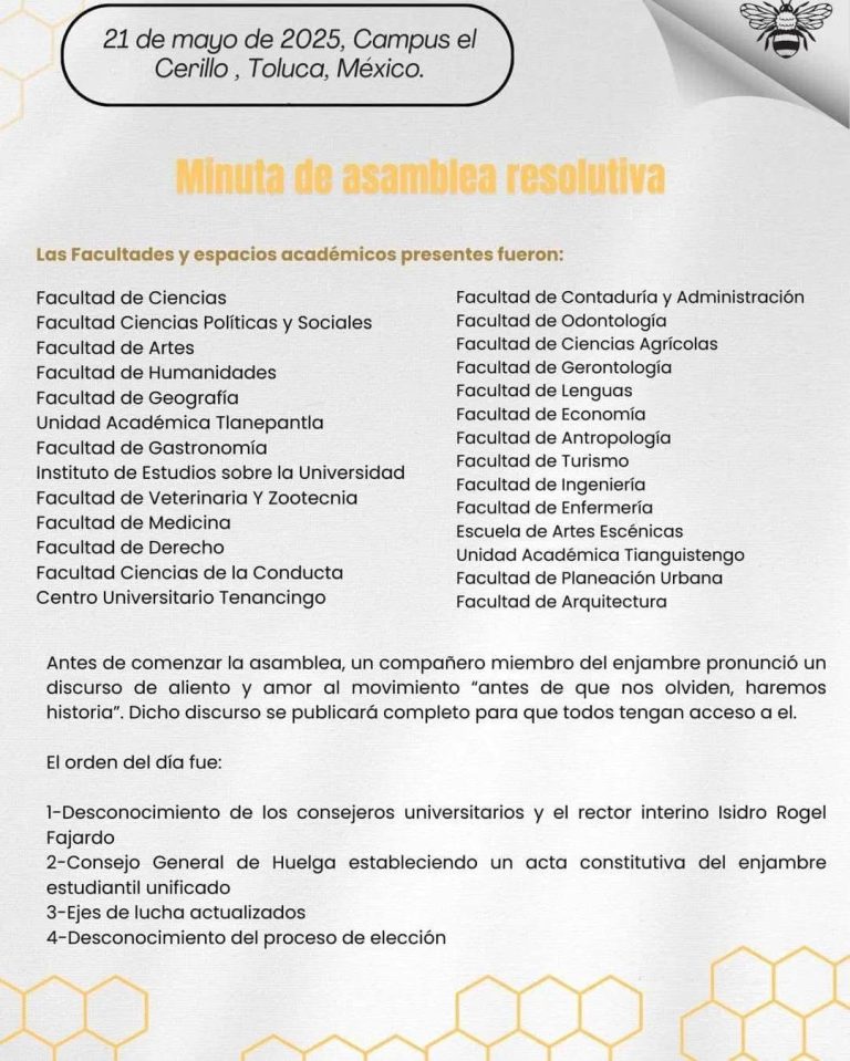 Desconocer autoridades de UAEMéx, nueva postura de “Asamblea Universitaria”