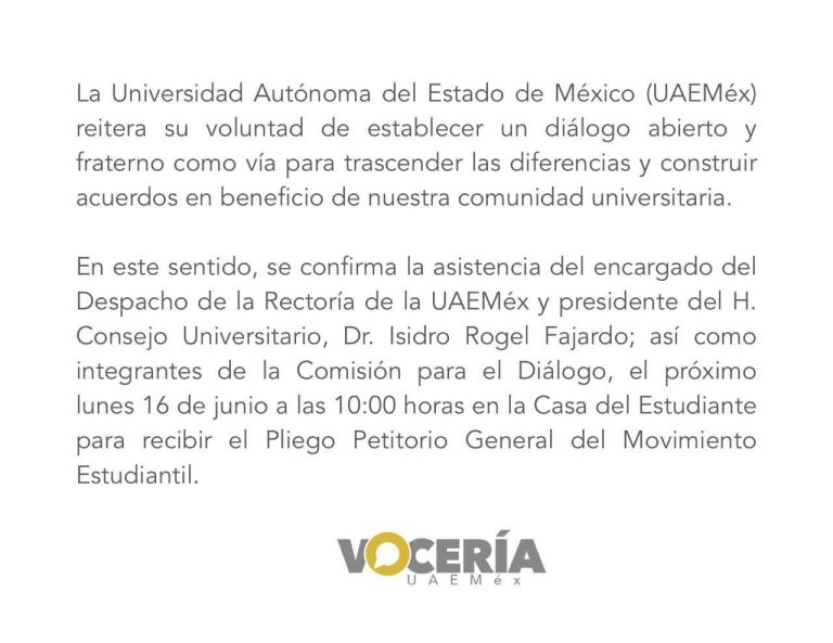 Habrá diálogo con estudiantes, confirman autoridades UAEMéx
