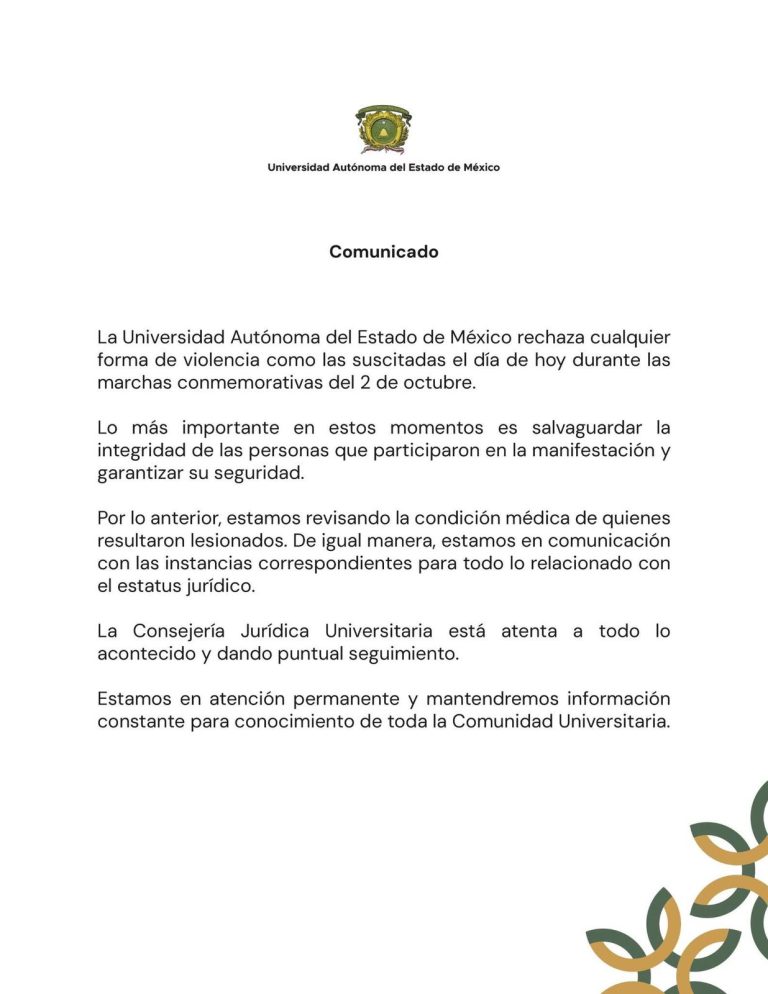 Divide opiniones apoyo de UAEMéx a paristas en disturbios del 2 de octubre en Toluca